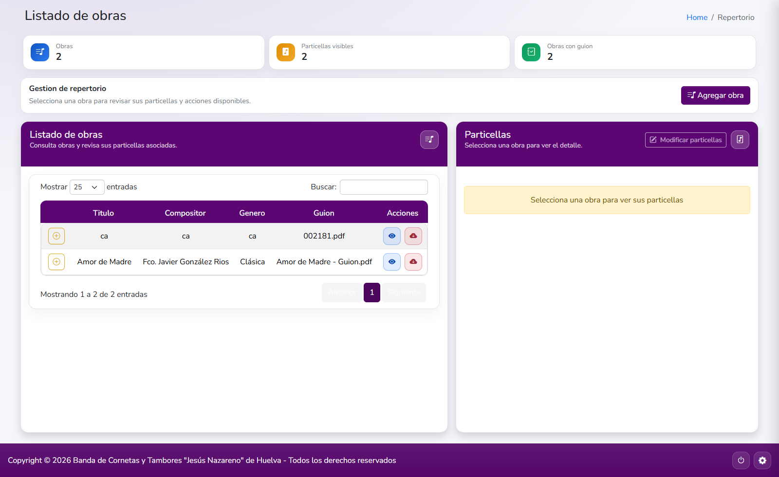 Modulo de repertorio