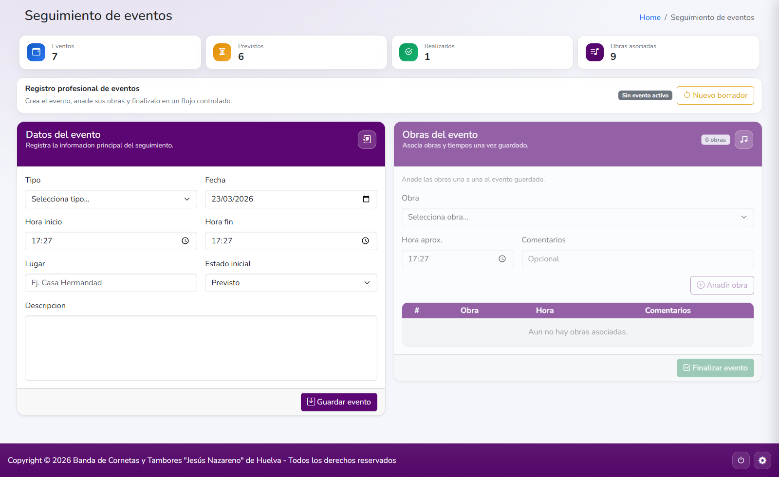Modulo de seguimiento de eventos